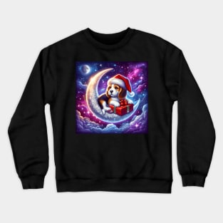 Beagle Dog On The Moon Christmas Crewneck Sweatshirt